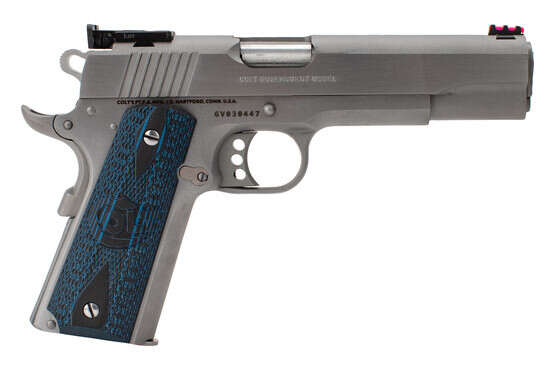 Colt Gold Cup Lite 1911 38 Super Pistol has a stainless steel finish